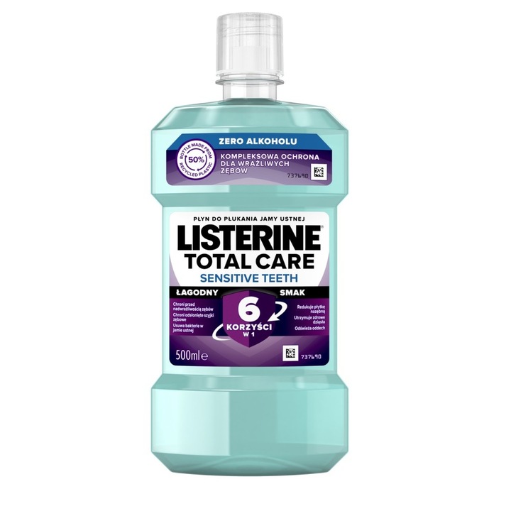 Listerine Total Care Sensitive вода за уста, 500 мл, защита срещу чувствителност, укрепва емайла