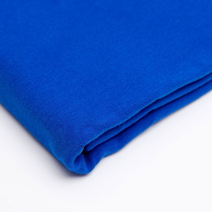 Material textil, Tricot french terry, Tricot trening uni culoare Albastru indigo, bumbac 95%, elastan 5%