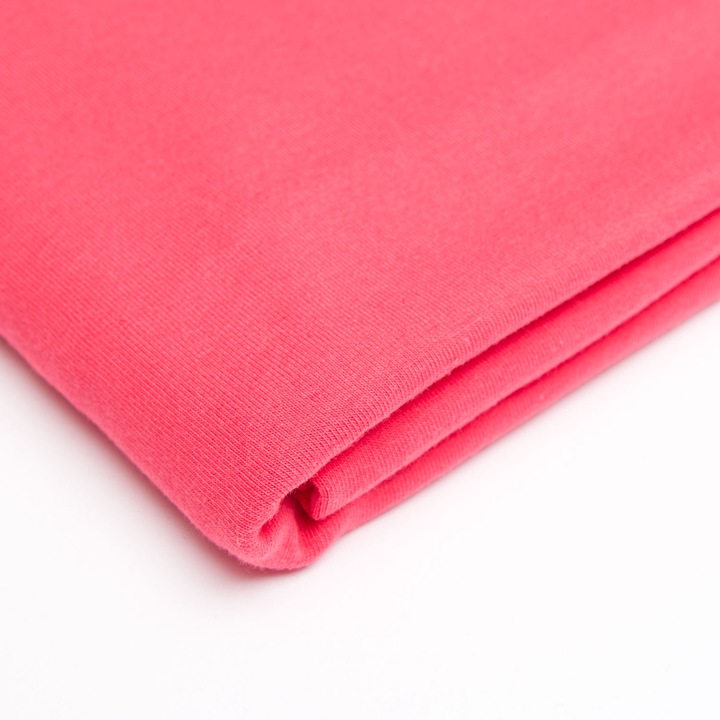 Material textil, Tricot french terry, Tricot trening uni culoare Watermelon, bumbac 95%, elastan 5%