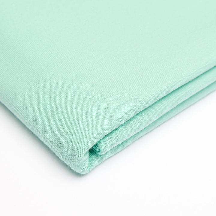 Material textil, Tricot french terry, Tricot trening uni culoare Menta, bumbac 95%, elastan 5%