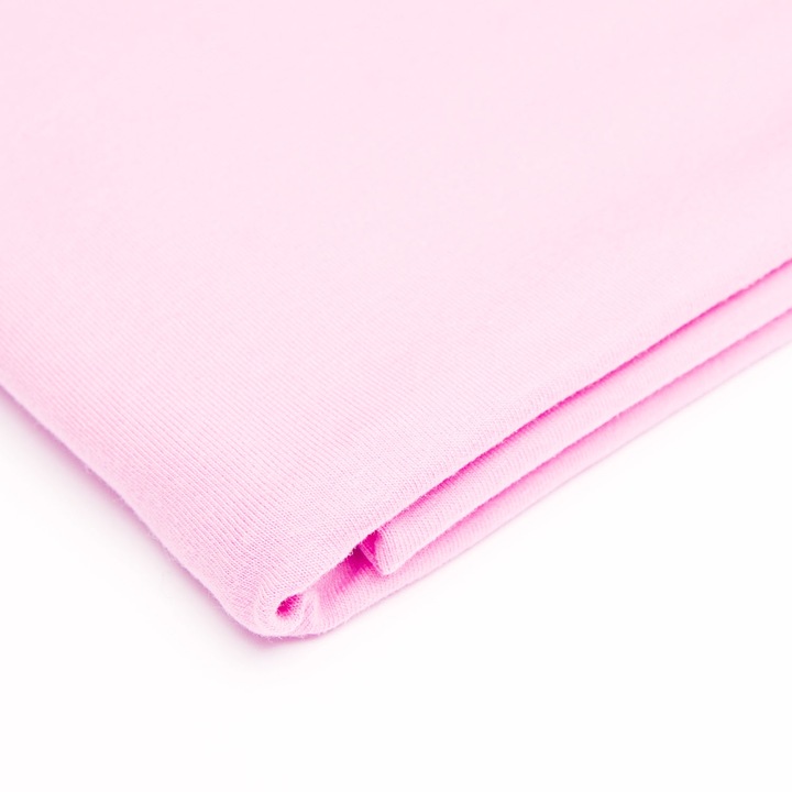 Material textil, Tricot french terry, Tricot trening uni culoare Roz dulce, bumbac 95%, elastan 5%
