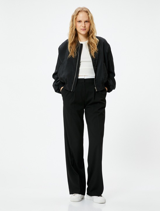 KOTON, Jacheta bomber lejera crop, Negru, XS