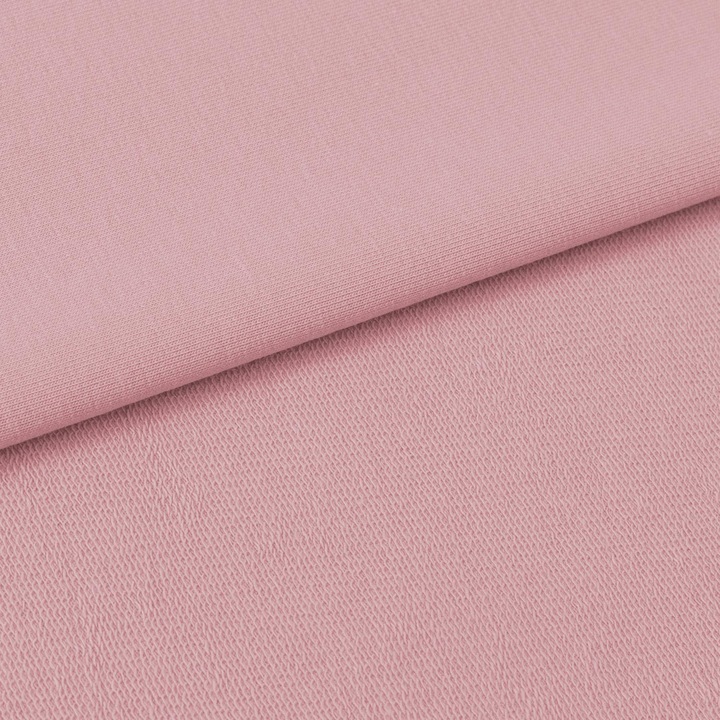 Material textil, Tricot french terry, Tricot trening uni culoare Roz murdar, bumbac 95%, elastan 5%