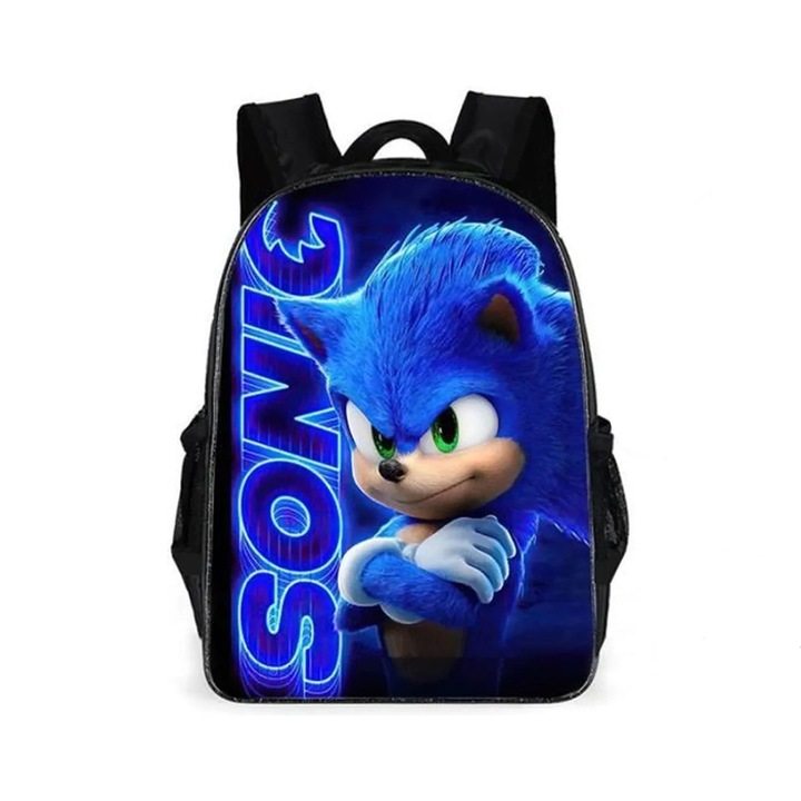 Rucsac Sonic, panza, impermeabil, 29x44x13cm, negru/albastru
