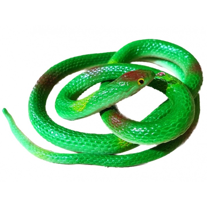 Еластична играчка, гумена змия, 110 см, зелена