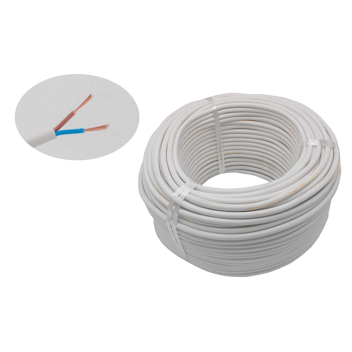 Elektromos kábel 2X1, 5mm/ 100M / FEHÉR