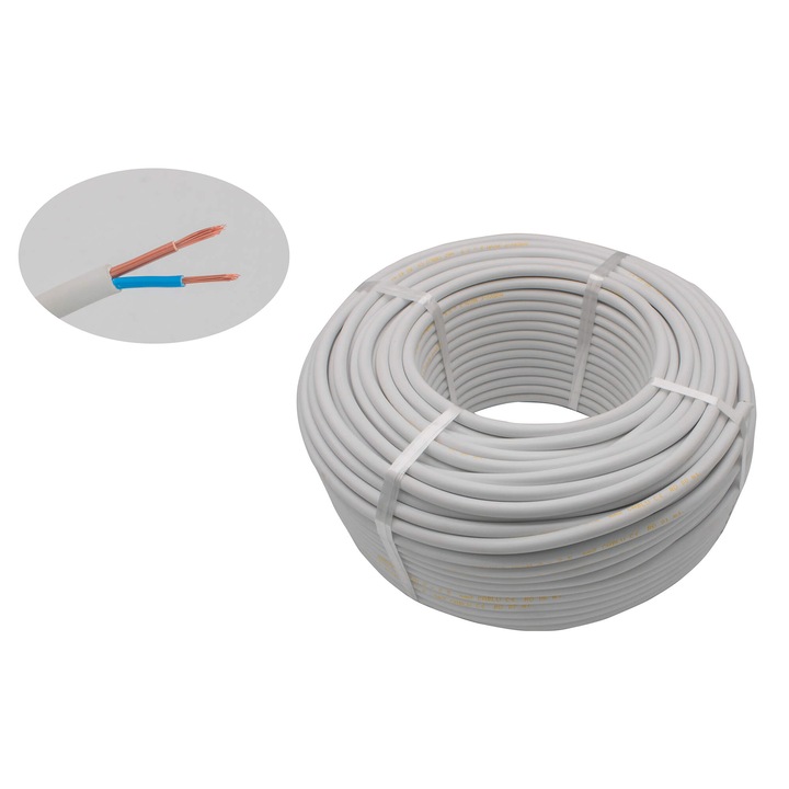 Cablu Electric Flexibil 2x4mm - MYYM - HO5VV-F, Alb, 100m
