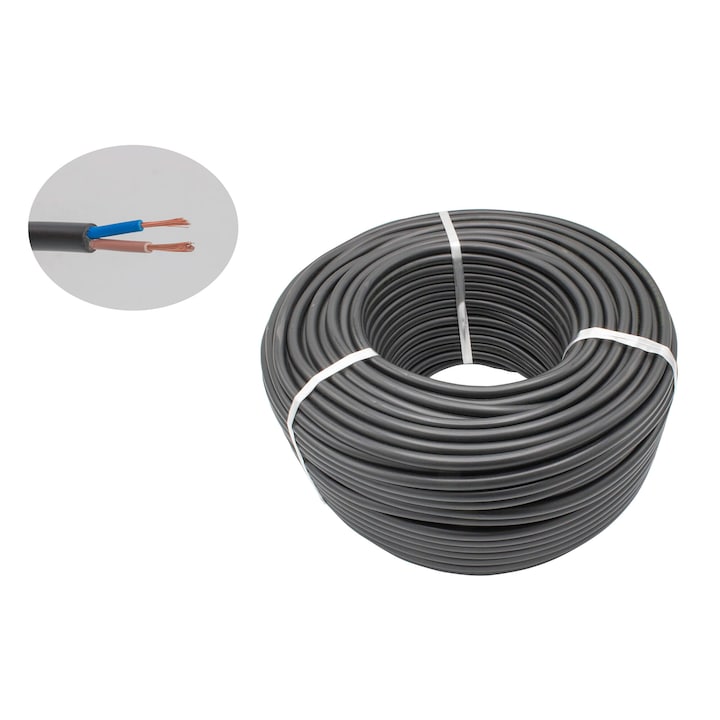 Elektromos kábel 2X1, 5mm/ 100M / FEKETE