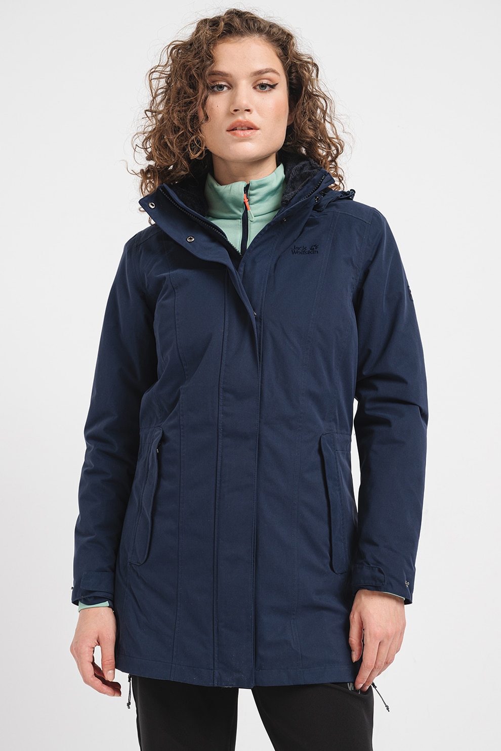 Jack Wolfskin, Jacheta parka cu gluga Madison Avenue, Bleumarin, S