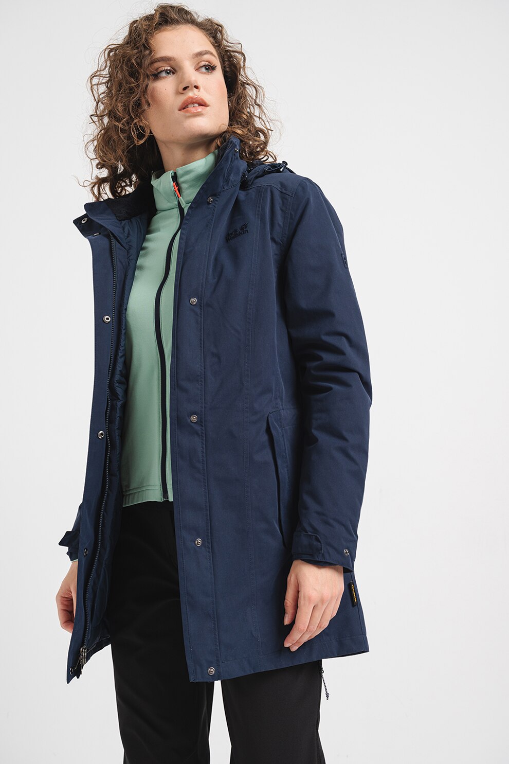 Jack Wolfskin, Jacheta parka cu gluga Madison Avenue, Bleumarin, S