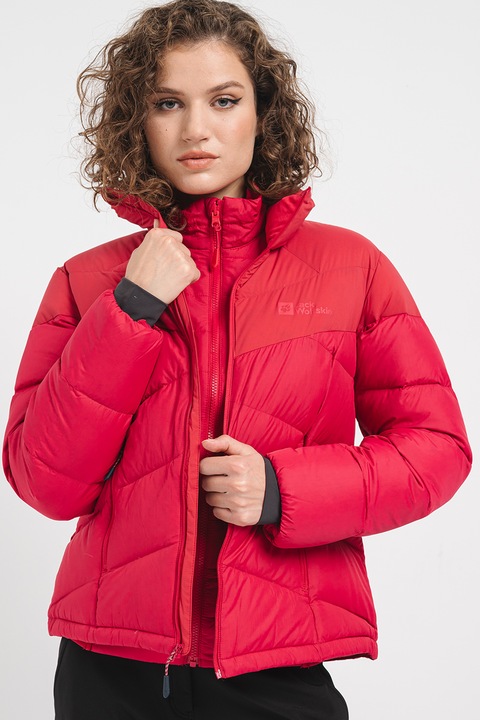 Jack Wolfskin, Зимно яке с цип и лого, Червен