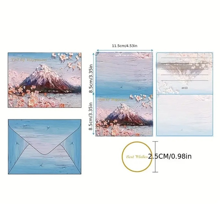 Felicitare stil pictura cu plic si sticker Best Wishes - model 3, Createur