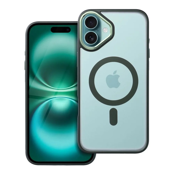 Husa de Protectie MatteMag pentru Apple iPhone 16 Plus, OPTIM SOLUTION, Built-in Strong Magnets, Incarcare Rapida, AntiShock, ProCore Tech, Verde
