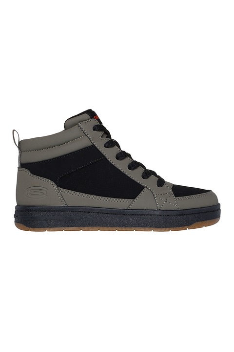 Skechers, Pantofi sport inalti din piele intoarsa Smooth Street Cozy, Negru/Kaki