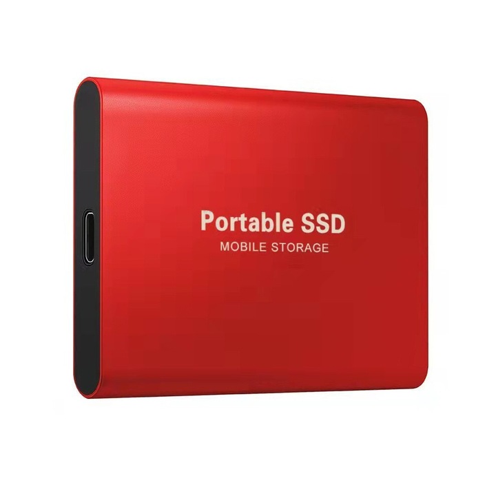 Външен твърд диск SSD, Алуминиев, Преносим, USB 3.1, 2TB, Червен