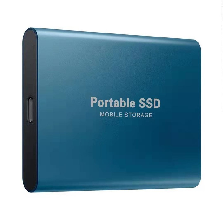 Външен хард диск SSD, Алуминиев, Преносим, USB 3.1, 2TB, Син