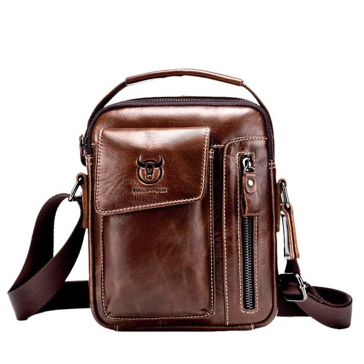 Natty Pell crossbody válltáska, természetes bőr modell, 18x6x22 cm, barna