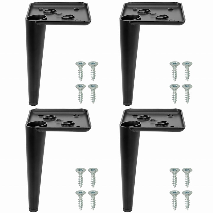 Picior de mobilier pentru canapea tapitata, H-152, negru mat, 4 bucati
