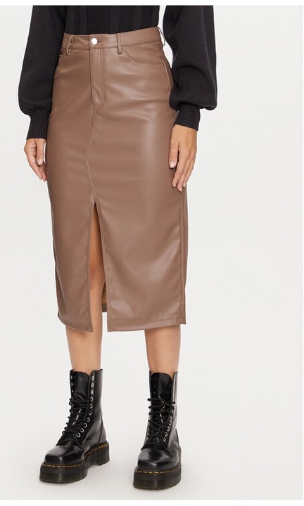 ONLY Пола от изкуствена кожа Kiri 15324778 Кафява, стандартна кройка, екокожа