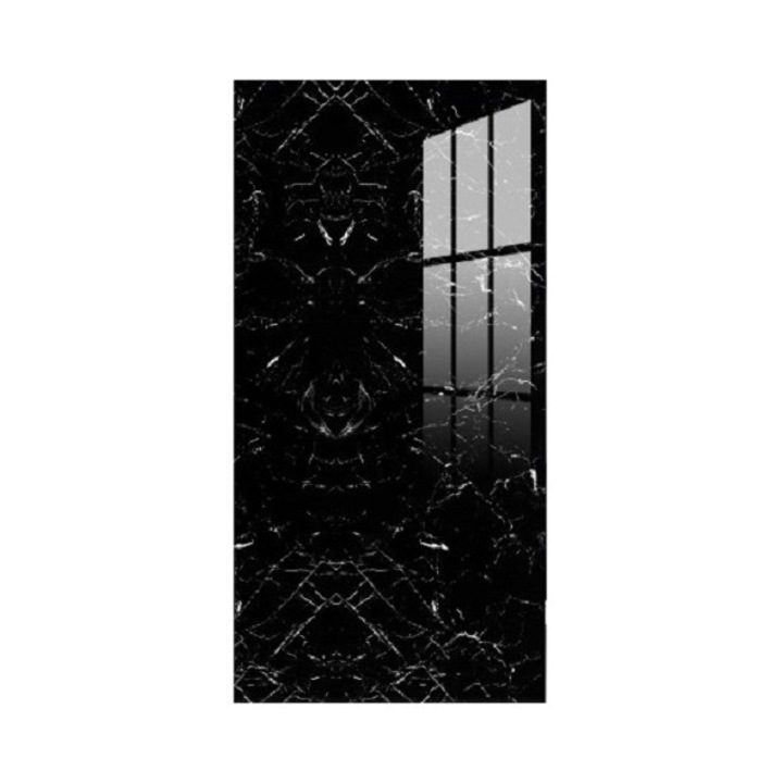 Set 10 Placi Tapet, Leski, 60 x 30 cm, Grosime 1.5 mm, din PVC, Model Imitatie de Marmura, Suprafata acoperita 1.8 mp, Negru