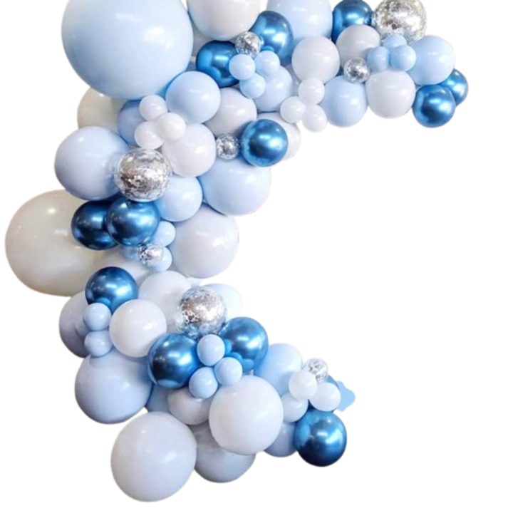 Комплект гирлянди от балони, комплект от 107 сини и бели балони, сини метални балони за бебешко парти, украса за рожден ден, сватба и парти