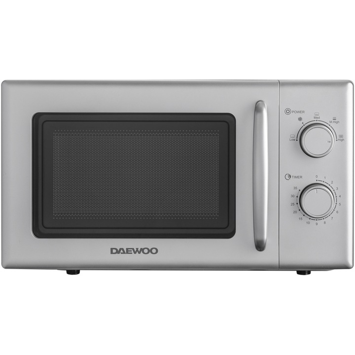 Микровълнова фурна Daewoo, Механично управление, 20 литра, Мощност 700 W, Сребрист