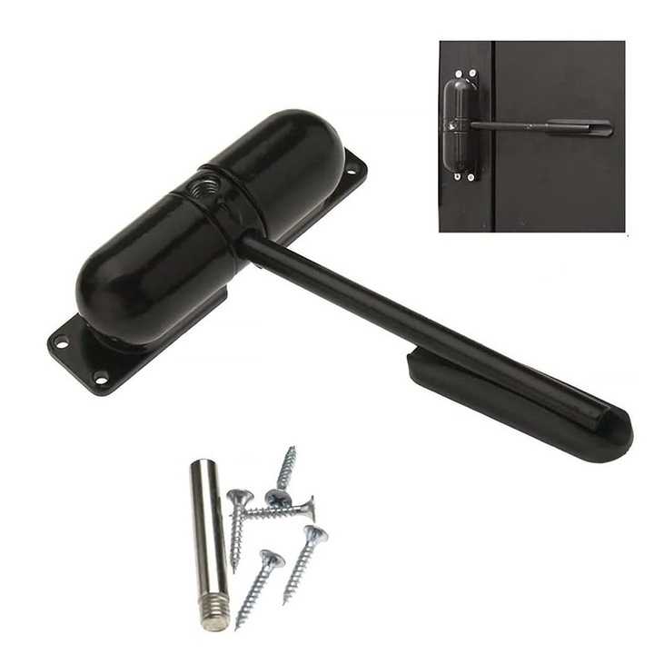 Ajtócsukó, BOMSTOM, rugóval, fekete, 11,7cm