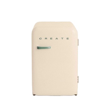 Mini frigider Retro CREATE, capacitate 107 l, H 84 cm, ideal pentru birou/hotel/rulota, congelator 15 litri, temperatura reglabila, 2 rafturi din sticla, 1 raft otel pentru sticle, 3 compartimente pe usa, sertar fructe/legume, maner sage, crem Mini frigider Retro CREATE, capacitate 107 l, H 84 cm, ideal pentru birou/hotel/rulota, congelator 15 litri, temperatura reglabila, 2 rafturi din sticla, 1 raft otel pentru sticle, 3 compartimente pe usa, sertar fructe/legume, maner sage, crem