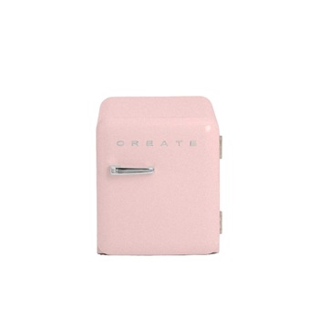 Frigider minibar Retro CREATE, capacitate 48 litri, H 50 cm, ideal pentru birou/hotel/rulota, temperatura reglabila, 1 raft otel, 2 compartimente pe usa, maner ergonomic, design compact, picioare ajustabile, maner silver, roz pastel Frigider minibar Retro CREATE, capacitate 48 litri, H 50 cm, ideal pentru birou/hotel/rulota, temperatura reglabila, 1 raft otel, 2 compartimente pe usa, maner ergonomic, design compact, picioare ajustabile, maner silver, roz pastel