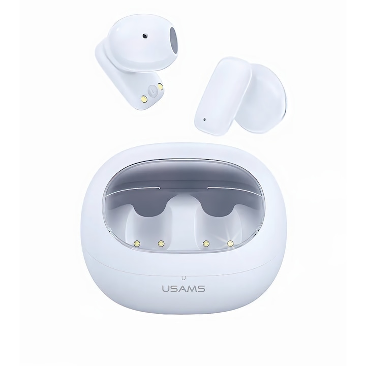 Casti Wireless, roz, Bluetooth 5.3, in-ear,Casti cu reducere a zgomotului fara fir | Casti sportive transparente cu microfon stereo, design mini-in-ear, cutie de incarcare, casti sportive HiFi cu cutie de incarcare