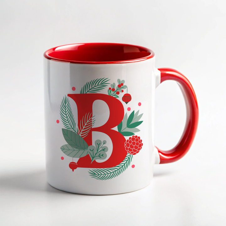 Cana cu litera B, initiala numelui, Cadou Craciun, 350ml