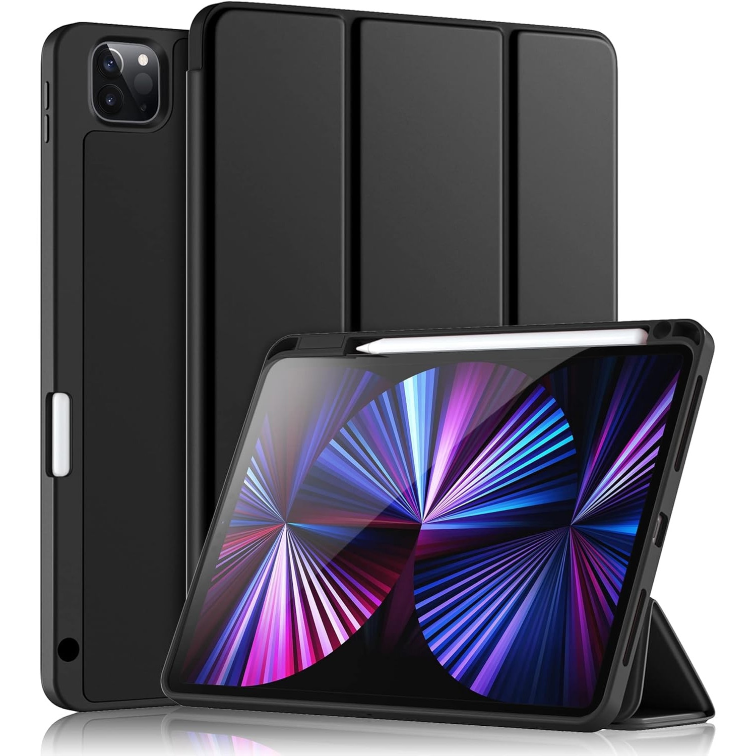 Husa de Protectie pentru iPad de 10, 2 inchi, Model 2021/2020/2019, Generatia 9/8/7, Husa cu Activare/Oprire Automata, Husa din piele cu slot pentru pix, Negru