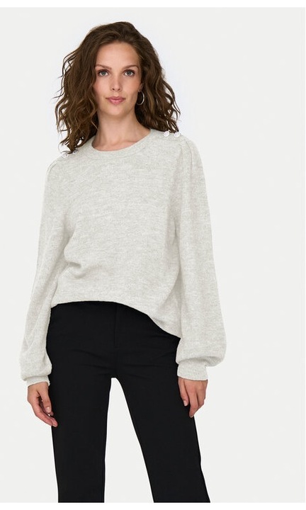 JDY Pulover Elanora 15328345 Ecru Regular Fit, Acril, XS INTL