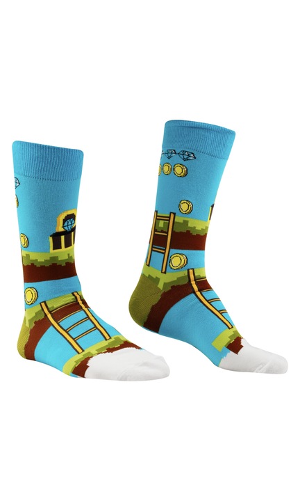 Sosete colorate inalte, SuperMario, multicolor, Marime 41-46