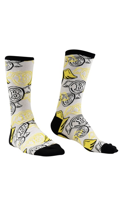 Sosete colorate inalte, Bitcoin, multicolor, Marime 40-45