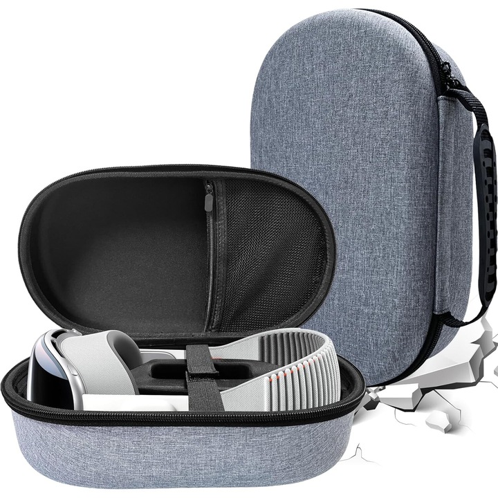 Чанта за съхранение на VR очила, JENOUS®, съвместима с Meta Oculus Quest 2/Quest 3/Vision Pro, EVA, удароустойчива, 30x22x12cm, сива