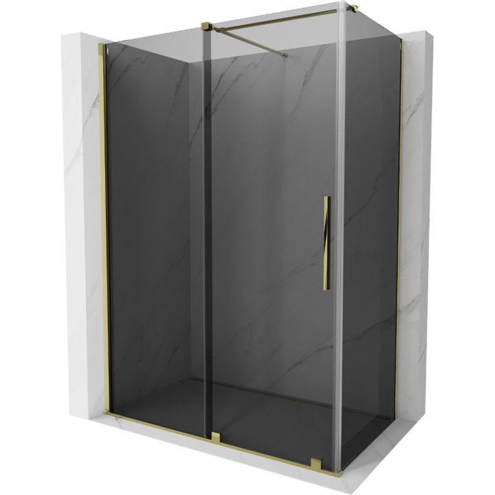 Mexen Velar cabina de dus glisanta 140 x 70 cm, grafit, auriu - 871-140-070-41-50