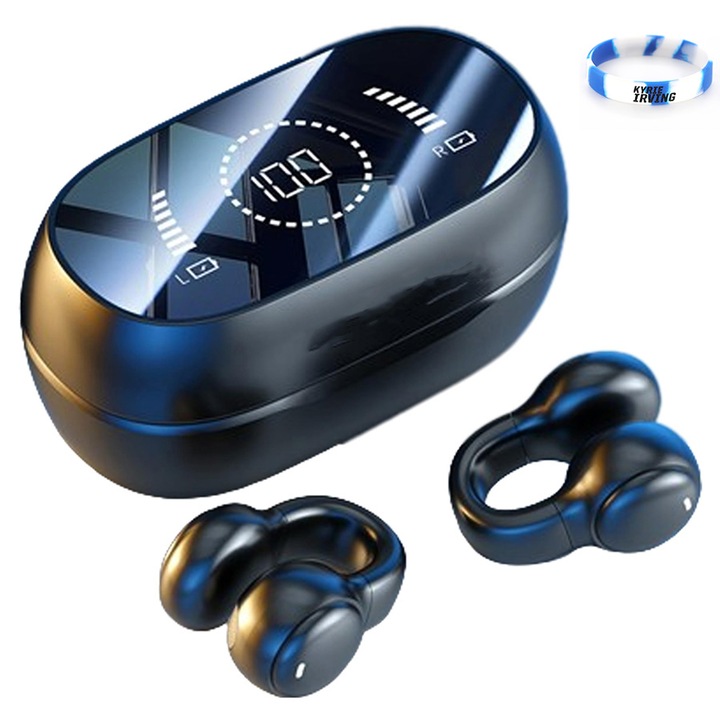 Majurphy vezeték nélküli fejhallgató, sport karkötő készlet, nyitott, Bluetooth 5.3, fekete