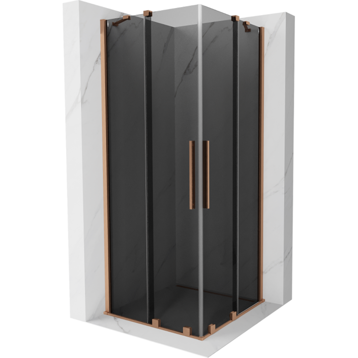 Mexen Velar Duo cabina de dus glisanta 90 x 90 cm, grafit, cupru periat - 871-090-090-42-65