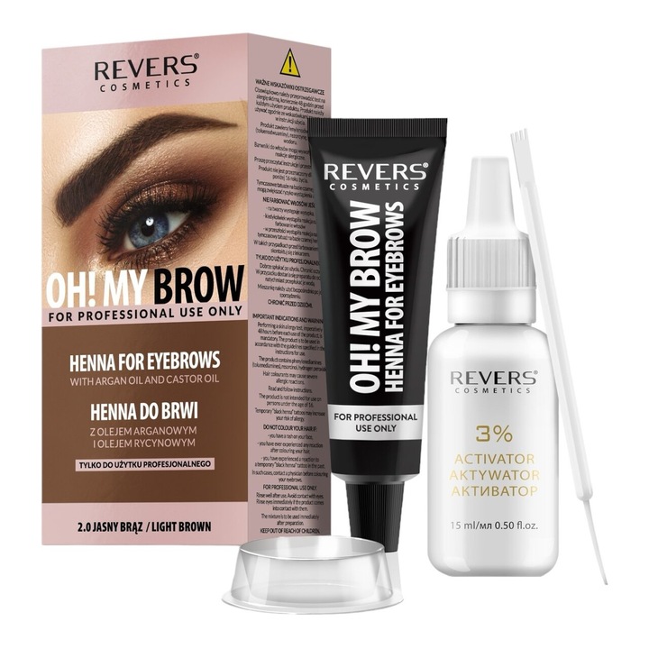 Vopsea de sprancene Henna Oh! My Brows, Revers, Maro Deschis, 2.0, 30ml