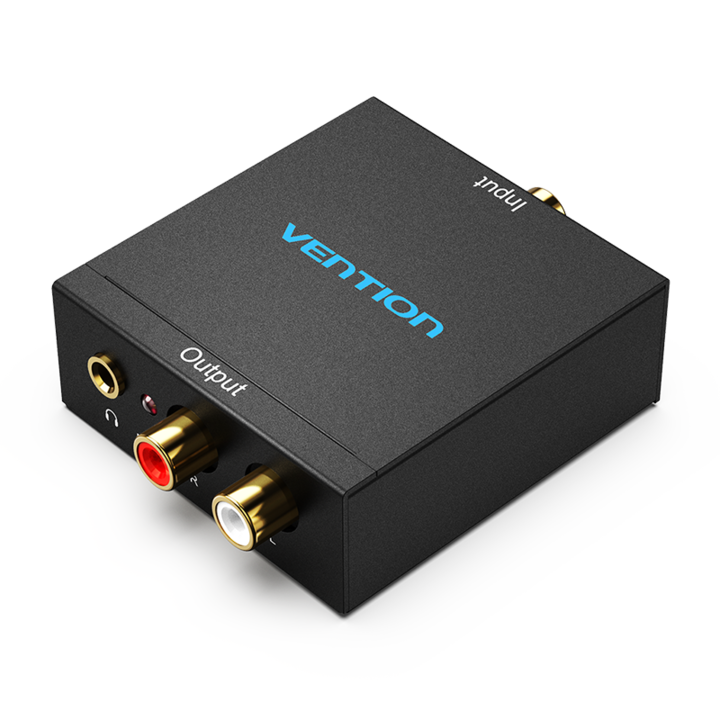 Цифрово/аналогов аудио конвертор, VENTION, RCA аналогов L / R, аналогов оптичен към 3,5 mm жак адаптер, коаксиален, черен