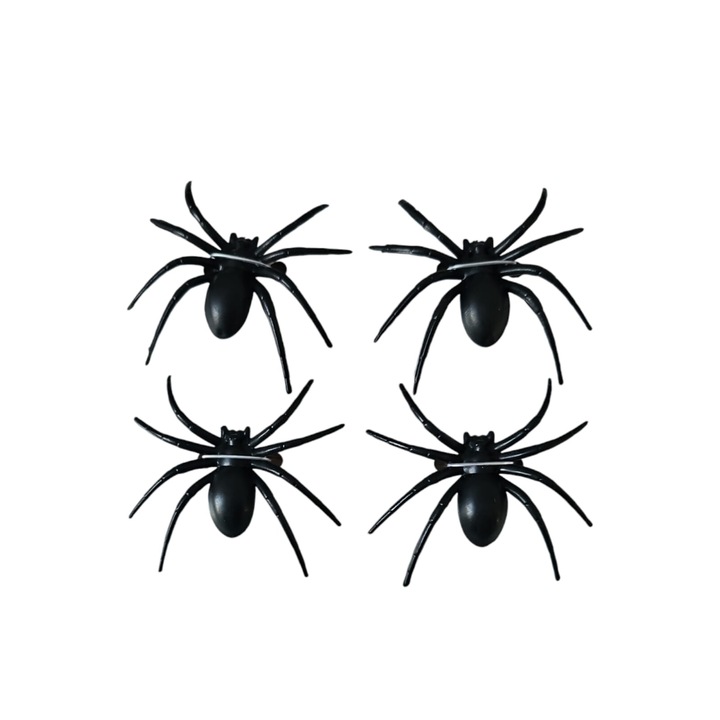 4db pók készlet, Halloween dekoráció, fekete 7*6,5 cm