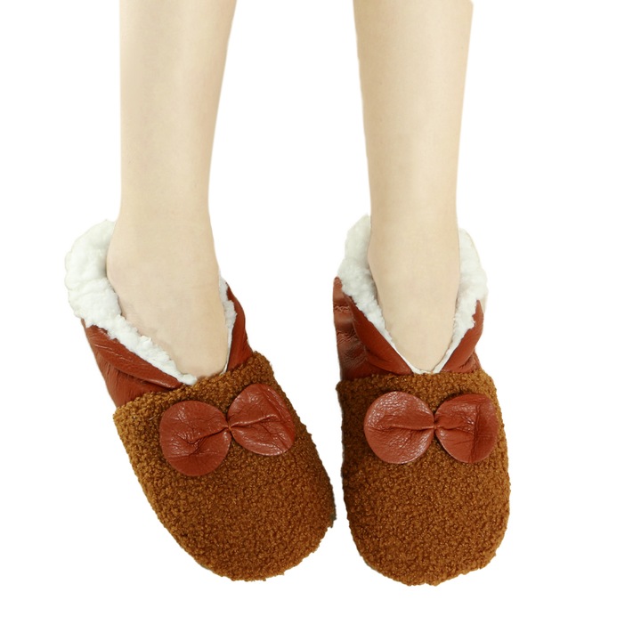 Papuci de camera pufosi 31152-2maro 110464, Maro, 36-39