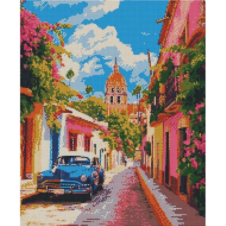 Set goblen cu diamante, cu sasiu, Masina clasica in Mexic, 40x50 cm