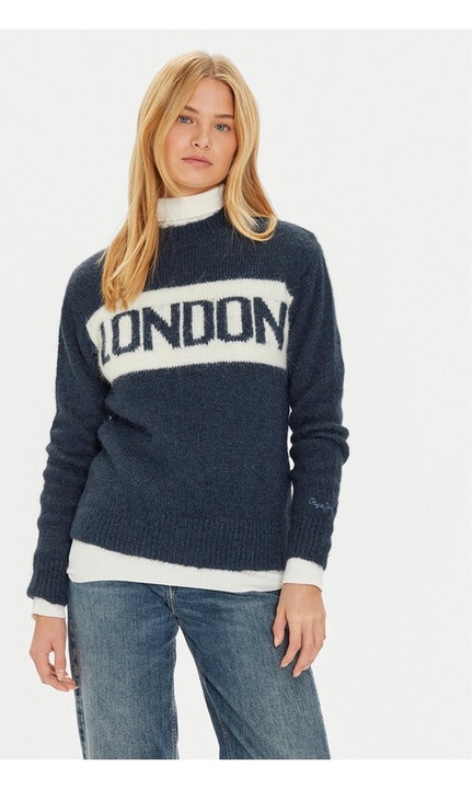 Pepe Jeans Hilda pulóver PL702227 sötétkék, normál szabású, poliészter