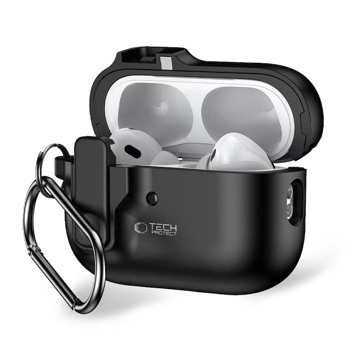Калъф Tech-Protect Slim Hook, съвместим с Apple AirPods Pro / Pro 2 Black