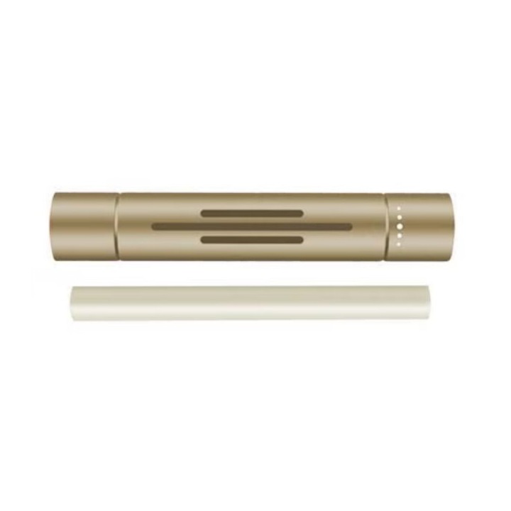 Odorizant Auto din Aluminiu + 5 Rezerve Reutilizabile de Parfum, DAVIDAMI CONCEPT® cu Prindere pe Grila de Ventilatie, Auriu