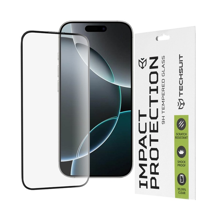 Fólia iPhone 16 Pro telefonhoz - Techsuit 111D Full Cover / Full Glue üveg- Fekete