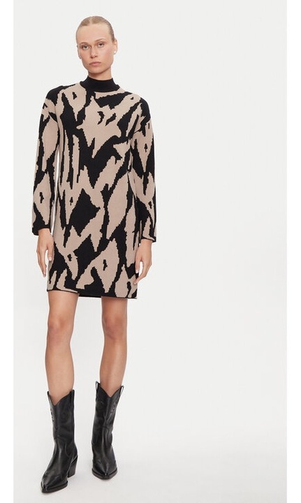 Vero Moda Gold New Art Kötött Ruha 10311362 Bézs Laza Fazon, Viszkóz