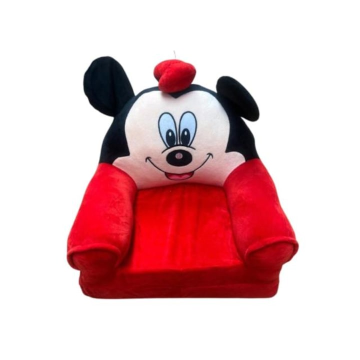 Mickey Mouse kihúzható és puha gyermekfotel, piros és fekete, 80x45x40cm